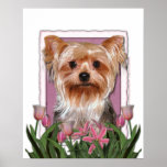 Mothers Day - Pink Tulips - Yorkshire Terrier Posters