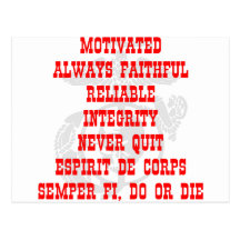 Motivated, Always Faithful, Reliable, Integrity, N Postcards