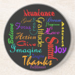 Motivational Word Collage Coaster