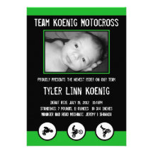 Motocross Dirt Bike Birth Announcement (Green)