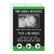 Motocross Dirt Bike Birth Announcement (Green)