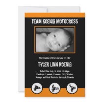 Motocross Dirt Bike Birth Announcement (Orange)
