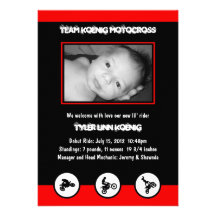 Motocross Dirt Bike Birth Announcement (Red/Black)