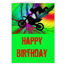 Motocross in Psychedelic Spider Web Card