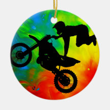 Motocrossing in a Solar Flare Up Christmas Ornaments