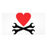 motor mechanic heart icon photo cards