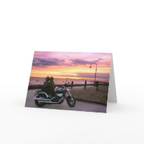 Motorbike Lovers at Sunset Cards