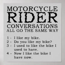 Motorcycle Conversations Funny Poster Sign