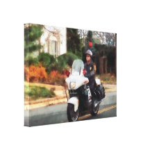 Motorcycle Cop on Patrol Canvas Print