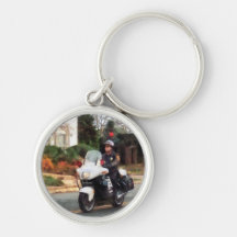 Motorcycle Cop on Patrol Keychains