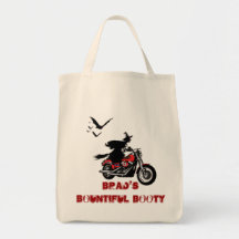 Motorcycle halloween witch & bats tote bags