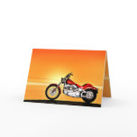 Motorcycle in the sunset. greeting card