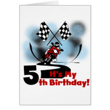 Motorcycle Racing 5th Birthday Greeting Card