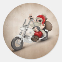Motorised Santa Claus Round Sticker