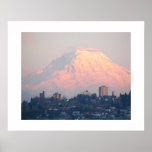Mount Rainier Sunset Landscape Photo Poster
