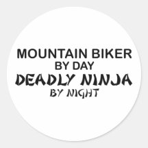 Mountain Biker Deadly Ninja by Night Sticker