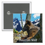 Mountain Black Wolf Resting by Trees Wildlife Art Button