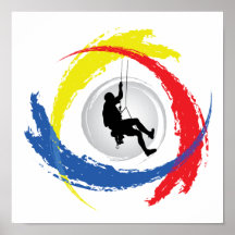 Mountain Climbing Tricolor Emblem Posters