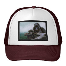Mountain Gorilla Father & Baby Wildlife Art Hat
