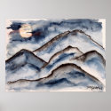 mountains at night painting posters