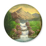 Mountainside Splash: Handmade Landscape Painting