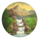 Mountainside Splash: Handmade Landscape Painting stickers