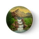 Mountainside Splash: Landscape Painting Pin-On