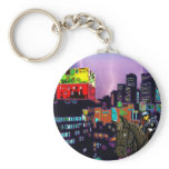 Mounted Policemen Asian City Modern Art Print keychains