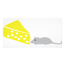 mouse and cheese icon personalised photo card