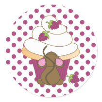 Mouse and Cupcake Round Stickers