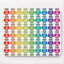Mouse Mat - Cute Rainbow Owl Pattern