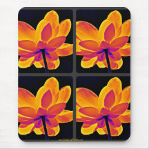 Mouse Pad - Pop art Lily-Orange Quad