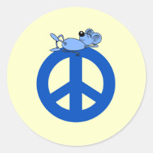 Mouse peace symbol round stickers
