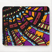 Mousemat, Abstract doodle art, cyan purple orange Mousepads
