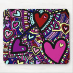 Mousemat, Abstract Doodle Art Hearts Mousepad