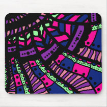Mousemat, Abstract doodle art, hot pink purple blu Mouse Pads