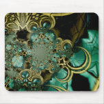 Mousepad Abstract Art Metal Gold Teal Glass 4