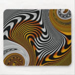 Mousepad Abstract Orange Black Silver Design