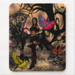 Mousepad Fantasy Art Elf Girl Birds