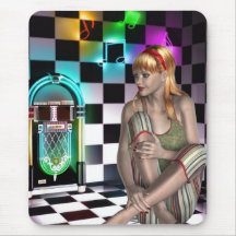 Mousepad Fantasy Art Juke Box Music Girl 2