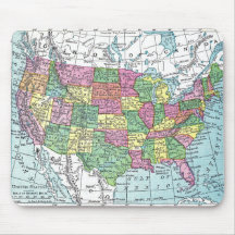 Mousepad:  Map of United States, 1921