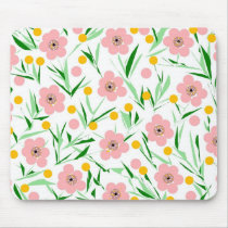 Mousepad Pink Flowers White ZIZZAGO