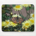 Mousepad with butterfly and yellow flowers