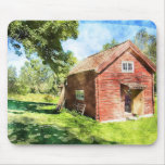 Mousepad with Old Barn in watercolor style