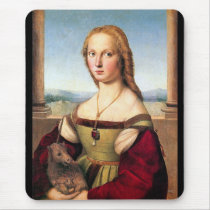 Mousepad: Woman with the Unicorn - by Raphael