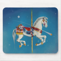 Mousepads - Red, White & Blue Carousel Horse