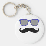 Moustache and Blue Sunglasses Humour Keychain