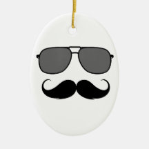 moustache and glasses christmas tree ornaments