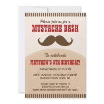 Moustache bash birthday party invitation