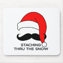 Moustache Christmas - Staching thru the snow Mouse Pad